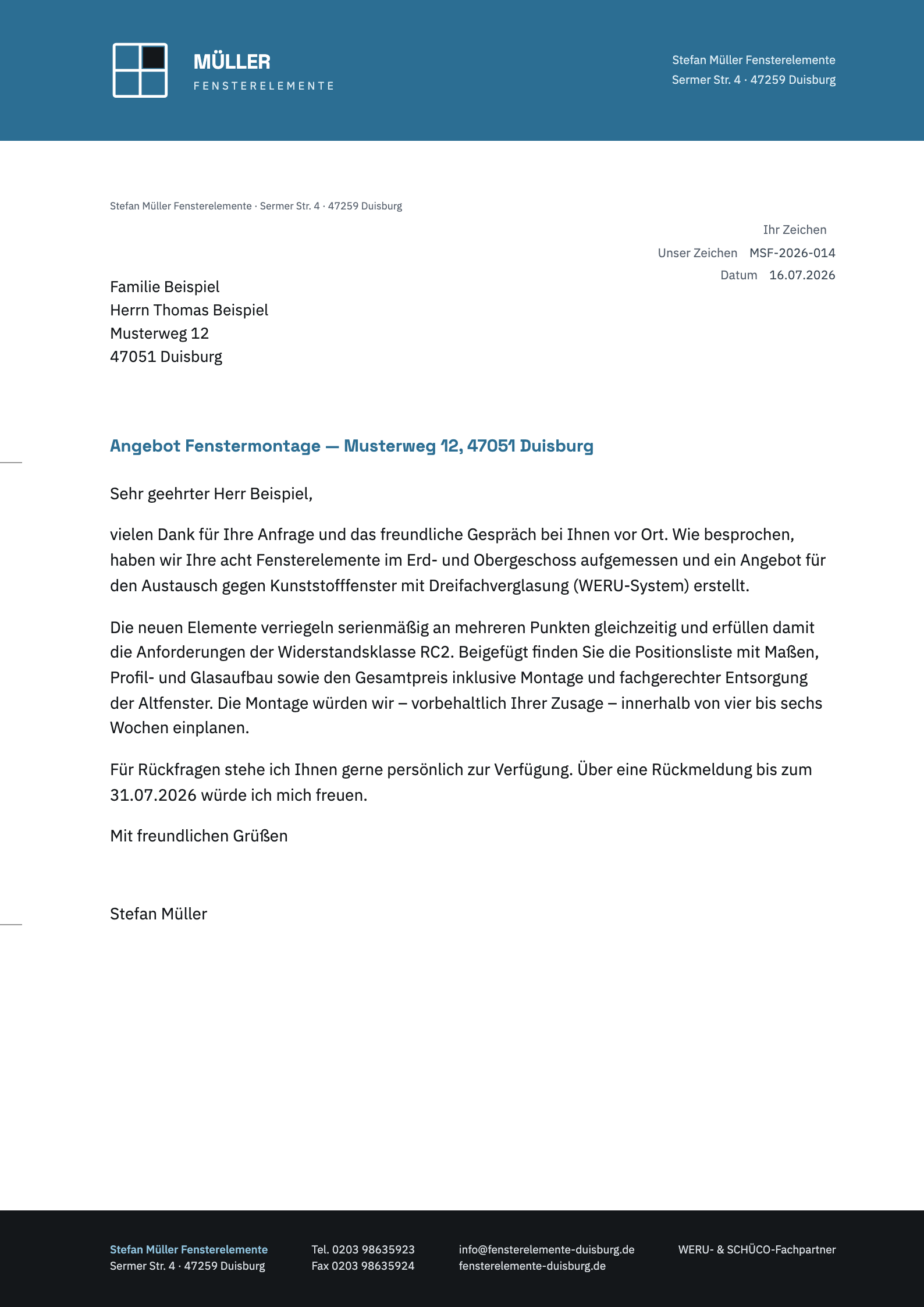 Briefbogen Konzept ② Verriegelung